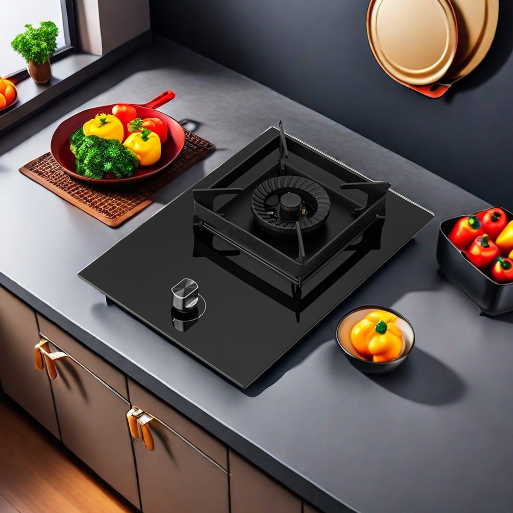 Wholesale Popular Major Kitchen Appliances, Black Tempered Glass Table, Single Burner Gas Stove, One Burner Gas Cooker