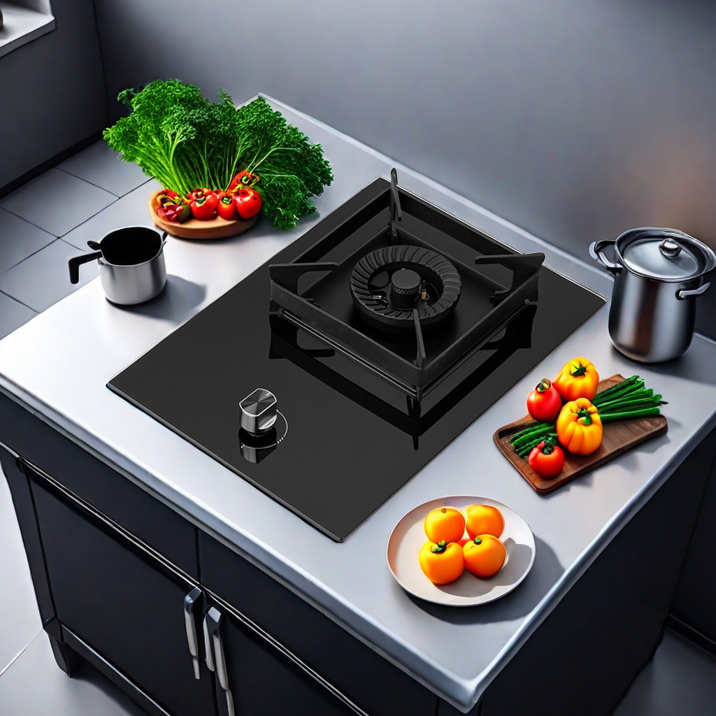 Wholesale Popular Major Kitchen Appliances, Black Tempered Glass Table, Single Burner Gas Stove, One Burner Gas Cooker