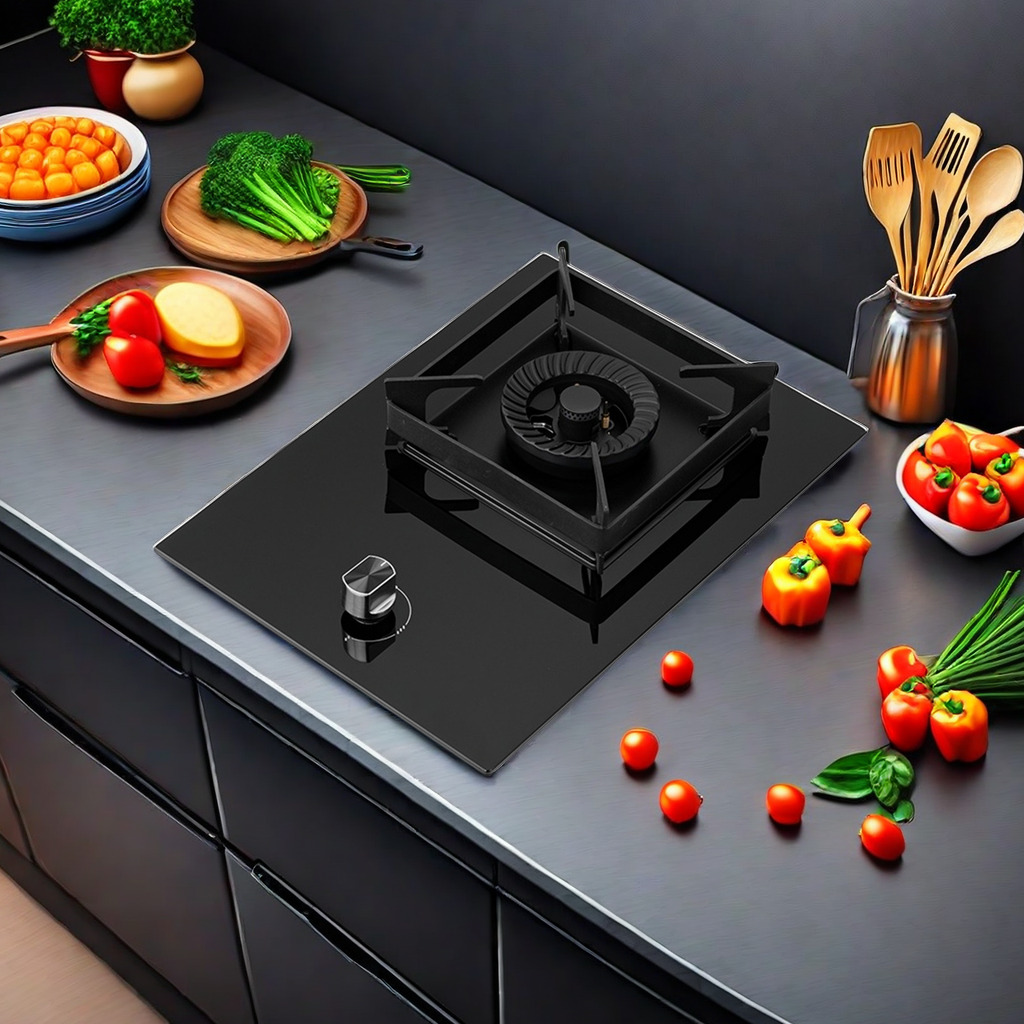 Wholesale Popular Major Kitchen Appliances, Black Tempered Glass Table, Single Burner Gas Stove, One Burner Gas Cooker