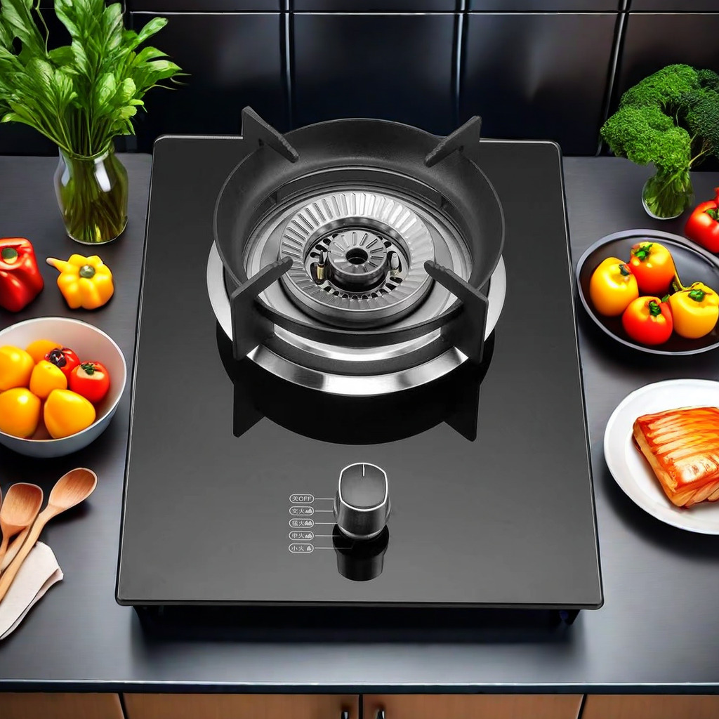 Most Popular Kitchen Appliances, Black Tempered Glass Table, Quality Assurance China Single Burner Gas Stove, Single Gas Hob