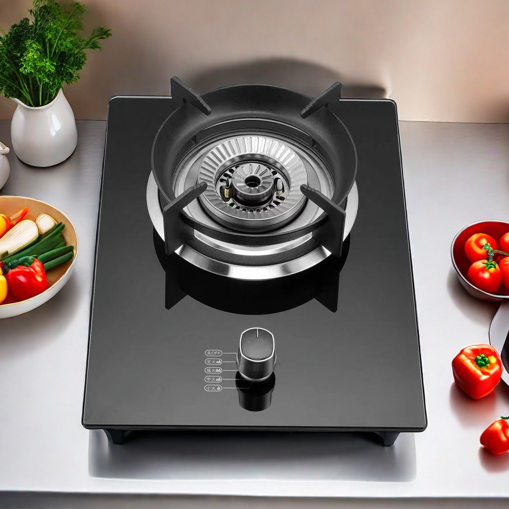 Most Popular Kitchen Appliances, Black Tempered Glass Table, Quality Assurance China Single Burner Gas Stove, Single Gas Hob