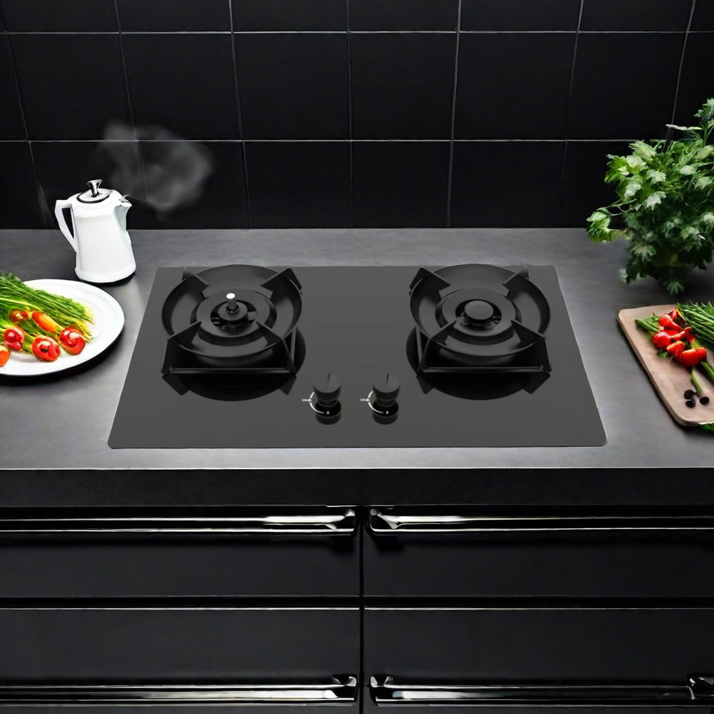 High Quality 2 Burner Gas Stove, Dual Glass Top Gas Cooker with Lower Price, Double Burner Kitchen Appliances for Cooking