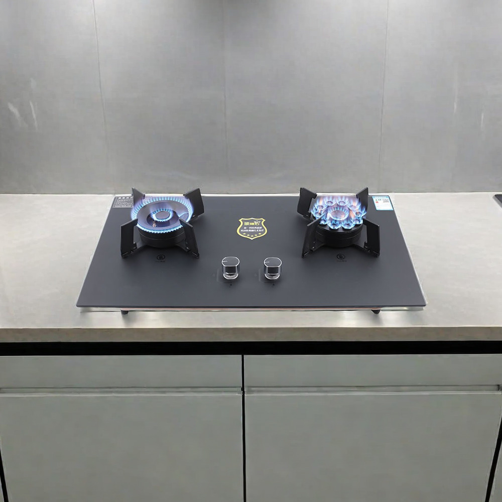 Hot Selling 2 Burner Built-in Glass Gas Cooktop with Timer, Easy Clean Double Burner Gas Stove by Three Mi Manufacturer