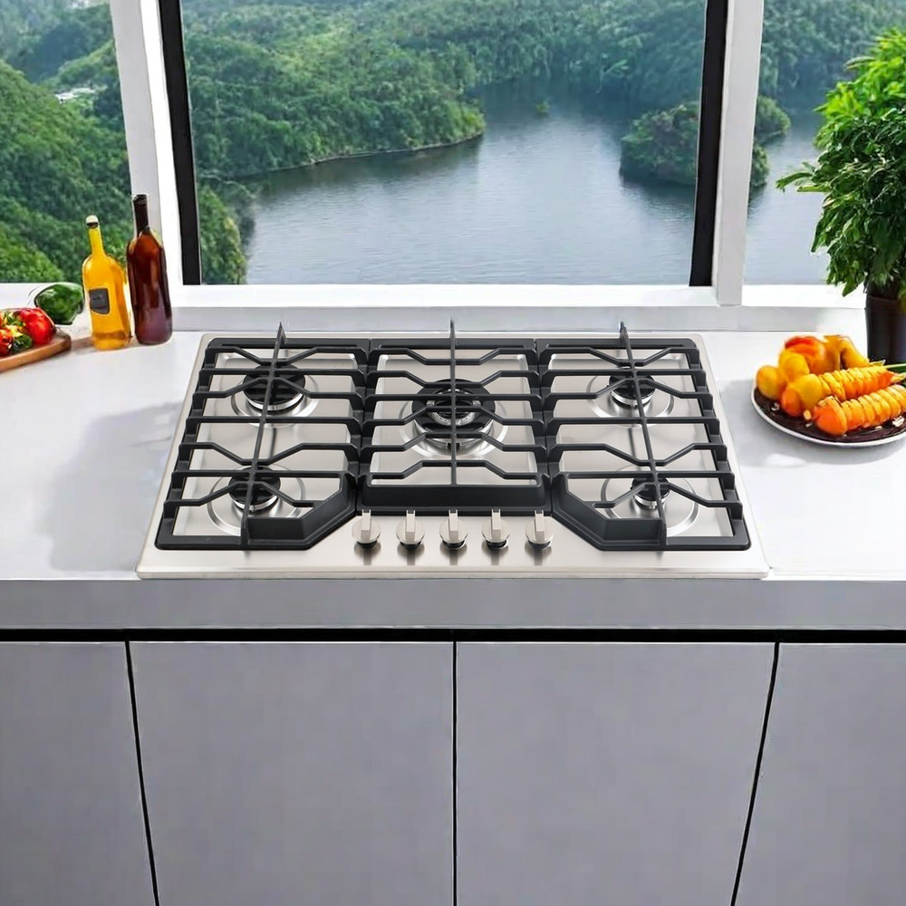 THREEMI FACTORY Wholesale Hot Sale High Quality Built-In 5 Burner Gas Stove Stainless Steel Table Top Kitchen Appliances