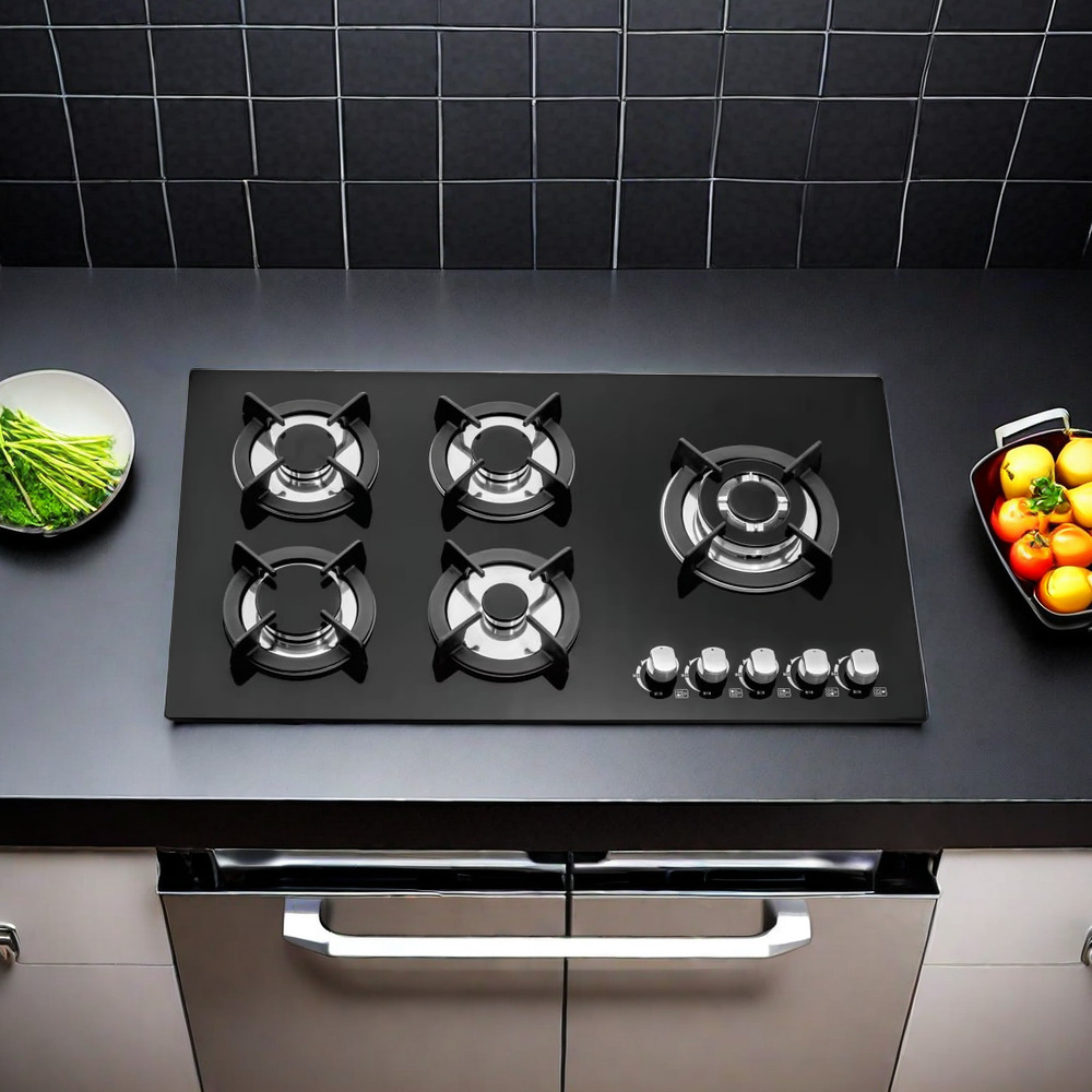 Hot Style High Quality 5 Burner Gas Hob Built-In Tempered Glass Top Stove Cooker Kitchen Appliances for Kitchen Cooking