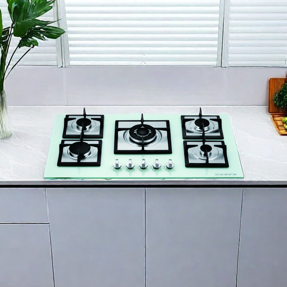 THREEMI FACTORY Wholesale Top Rated 5 Burner Tempered  Built In Glass Gas Hob for Modern Kitchens JZT-510B25