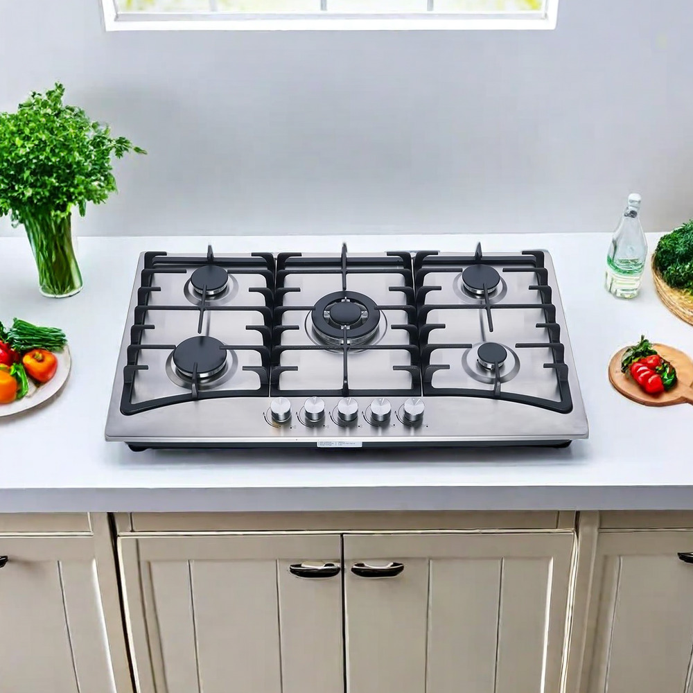 THREEMI FACTORY Wholesale Hot Style Stainless Steel Built In 5 Burner Gas Hob Kitchen Appliance for Professional Cooking