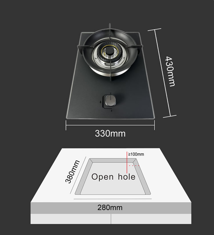 Wholesale High Quality Single Burner Tempered Glass Gas Stove Built in Natural Gas Cooker and Hob for Kitchen Appliances