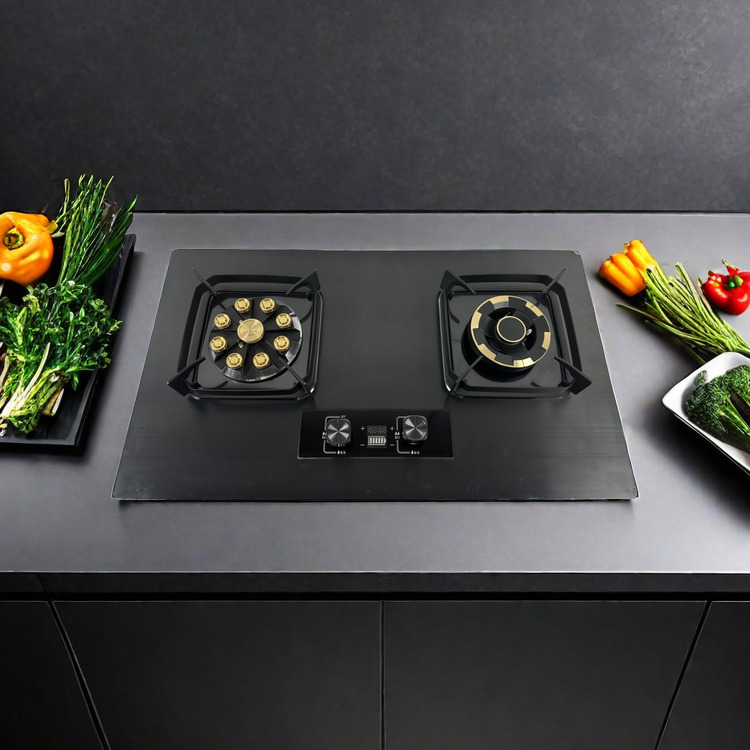 Wholesale High Quality Tempered Glass 2 Burner Gas Stove Built in Double Burner Cooktop with Timer for Modern Kitchens